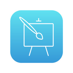 Sticker - Easel and paint brush line icon.