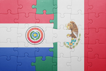 puzzle with the national flag of paraguay and mexico