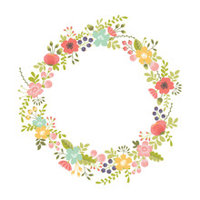 Floral Wreath Isolated On White