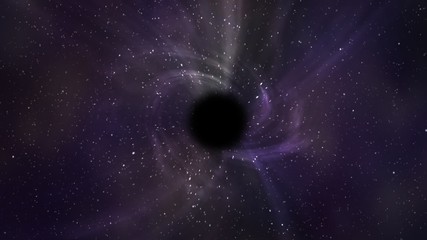 Wall Mural - A black hole in the middle of the outer space absorbing nearest stars.