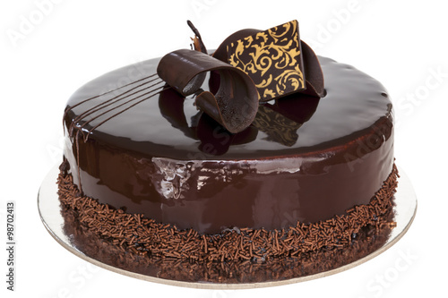 Zdjęcie XXL Ciasto czekoladowe na białym tle
