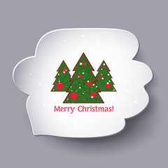 Wall Mural - Merry Christmas trees in speech bubble, vector illustration