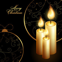 Wall Mural - Merry Christmas with tree candles, vector