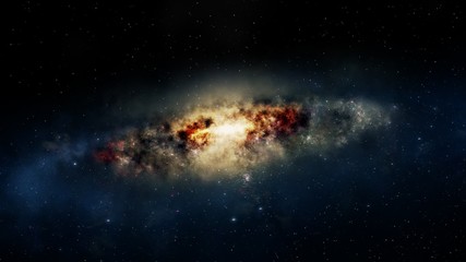 Wall Mural - Spectacular view of a glowing galaxy - gravitationally bound system of stars.