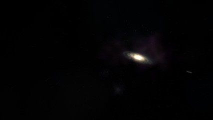 Wall Mural - The interstellar journey between the galaxies. Faster than light travel.
