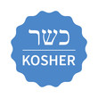 Blue kosher food stamp, label, sticker or stick flat icon 