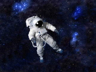 Wall Mural - astronaut floating in dark space.