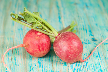 fresh beetroot on wooden background