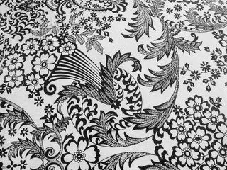 Tablecloth black and white floral design