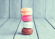 Tower Of Four Colorful Macaroons