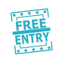 Free Entry Blue Stamp Text On Squares On White Background