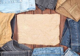 jeans on a wooden table