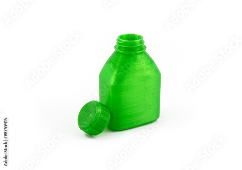 Fotografia 3D Printed Model Of A Bottle And Cap Isolated On White Background