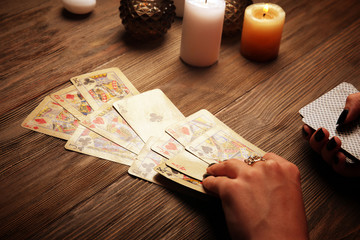 Wall Mural - Witch - fortune teller reading fortune close up