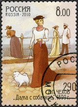 RUSSIA - 2010:The Lady With The Dog, A. Chekhov, Writer