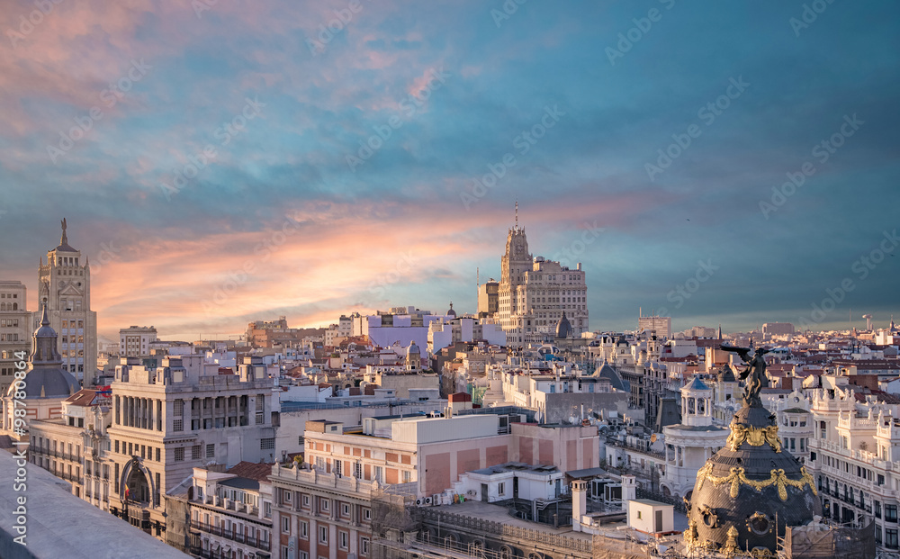 Obraz na płótnie Madrid skyline w salonie