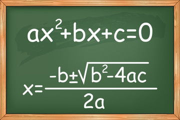 mathematics, second degree equation on chalkboard vector