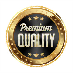 Wall Mural - Gold and Black Badge on White Background. Premium Quality.