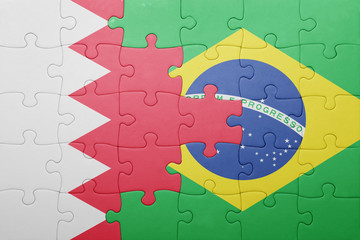 puzzle with the national flag of bahrain and brazil