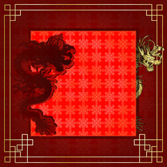 frame red dragon gold-colored sticker 7