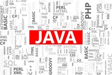 Java Word In Tag Cloud, Software Development Concept, Vector Gra