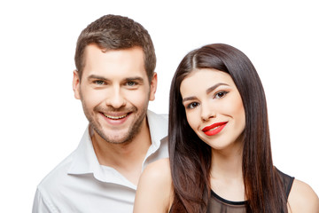 Portrait of a beautiful young happy smiling couple