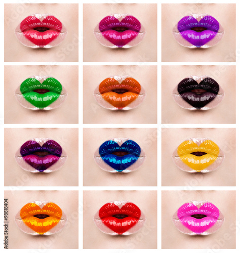 Fototapeta na wymiar Colorful heart love lips holiday makeup