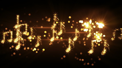 Wall Mural - glittering music notes and fireworks loopable animation 4k (4096x2304)
