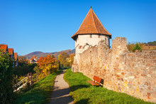 Walkways Along The Ramparts In Bergheim, Alsace, France