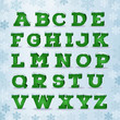© funkyplayer - Christmas green alphabet in 3d style with snow cap effect. EPS 10 vector illustration, transparent shadow