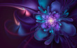 Abstract fractal background, wavy cyan-violet flower