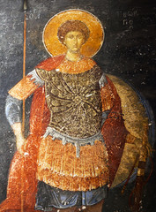 Ancient fresco with Saint Georgy in the Kariye Church in Istanbul,Turkey