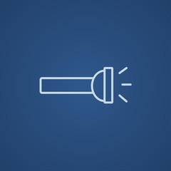 Sticker - Flashlight line icon.