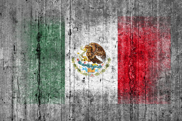 Wall Mural - Mexico flag painted on background texture gray concrete