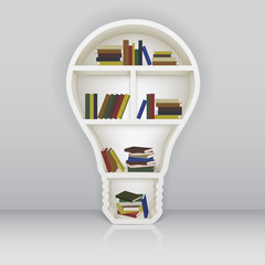 Wall Mural - The concept of learning. Bookshelf as a light bulb