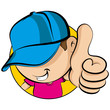 © Yell Design - Face of a young kid wearing baseball cap showing thumbs up