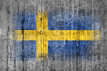 Sweden Flag Painted On Background Texture Gray Concrete