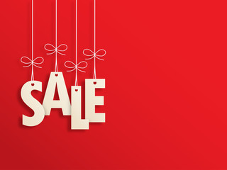 suspended sale letters on red background