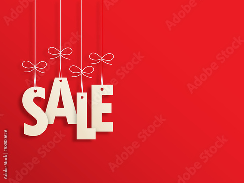 Fotografie, Obraz Suspended SALE letters on red background