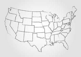 USA Sketch Map Illustration