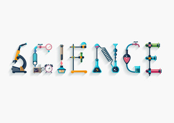 science - typographic composition - flat design.