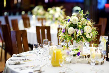 Table set for an event party or wedding reception