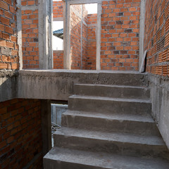 Wall Mural - staircase cement concrete structure and brick wall