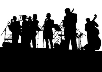 Wall Mural - Concert of jazz music on white background