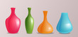 Set of vector realistic colorful vases for design