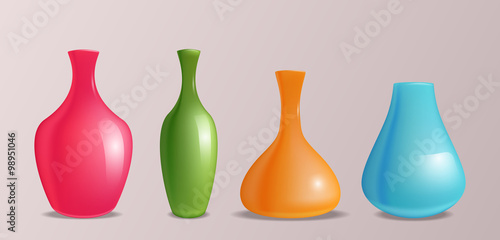 Set Of Vector Realistic Colorful Vases For Design This Stock Set Of Vector Realistic Colorful Vases For Design
