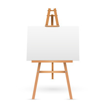 Wooden Easel With Blank Canvas
