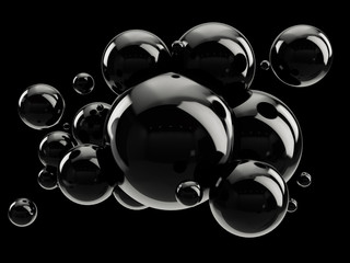 abstract group of black spheres on black