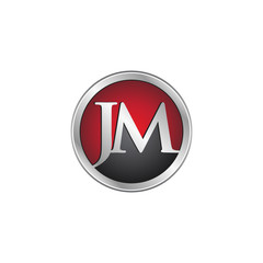 Wall Mural - JM initial circle logo red