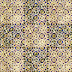 Fototapete - Background collage. Ceramic tile, museum Azulejo, Lisbon